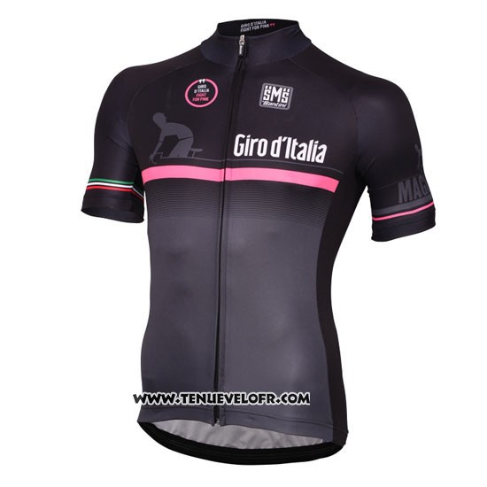 2016 Maillot Ciclismo Giro D'italie Noir et Rouge Manches Courtes et Cuissard
